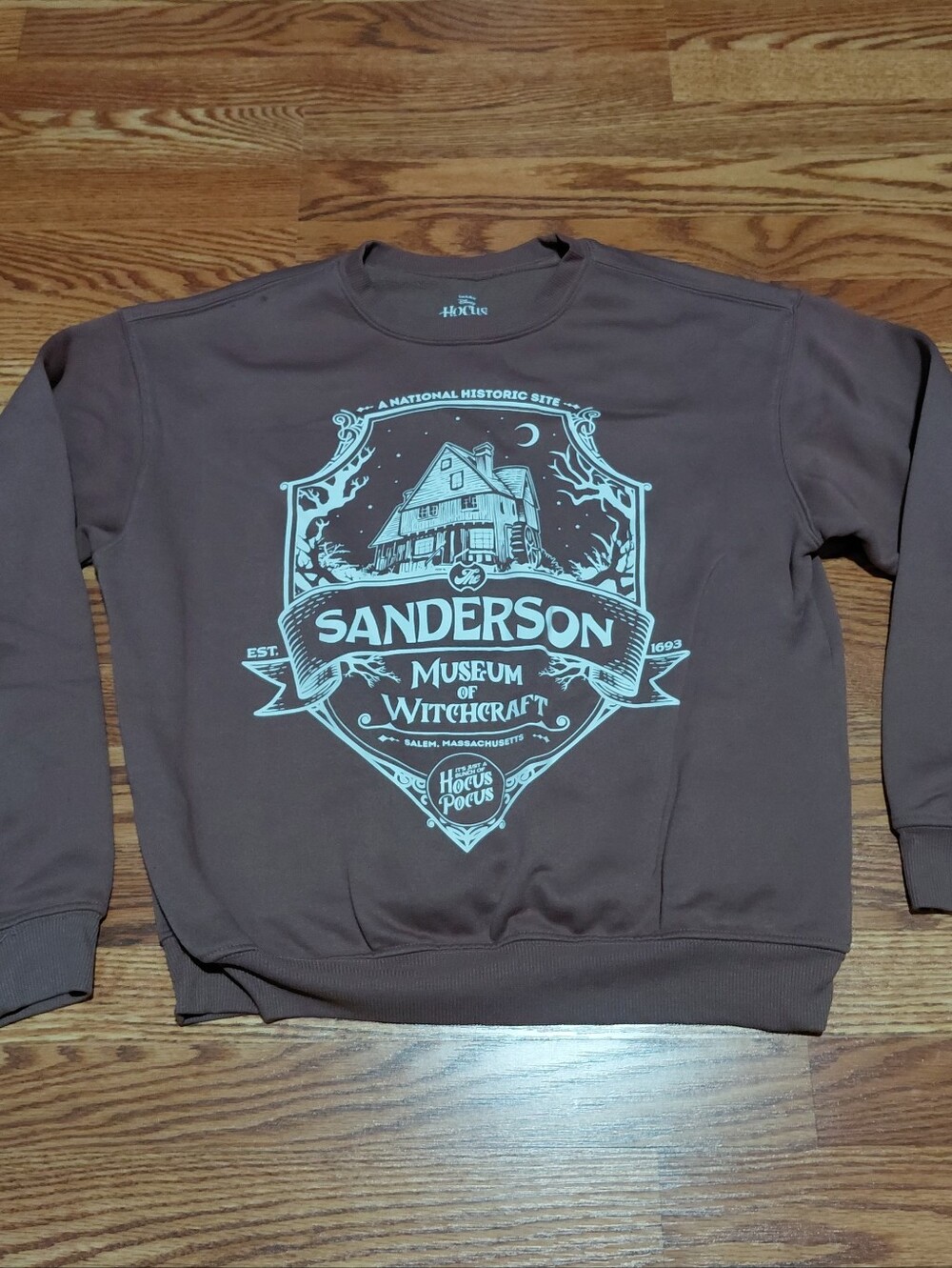 Disney Hocus Pocus Sanderson Museum Sweatshirt Womens M Brown Graphic Logo Top